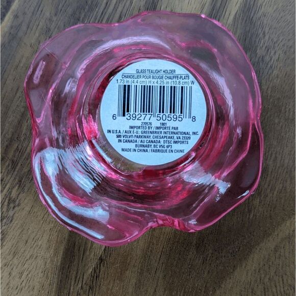 Rosette Style Glass Tealight Holder Pink 1.73" H x 4.25" W - Picture 6 of 7